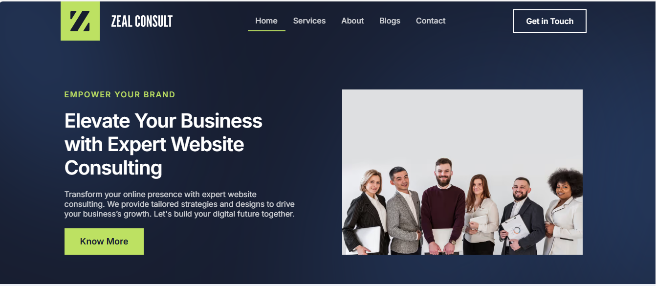 Zeal Business Agency website screenshot